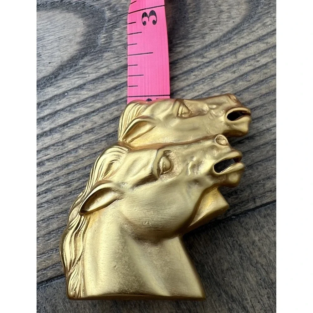 Doreen Ryan Vintage Gold Tone Two Horse Heads Pin Brooch Equestrian Rare Vintage